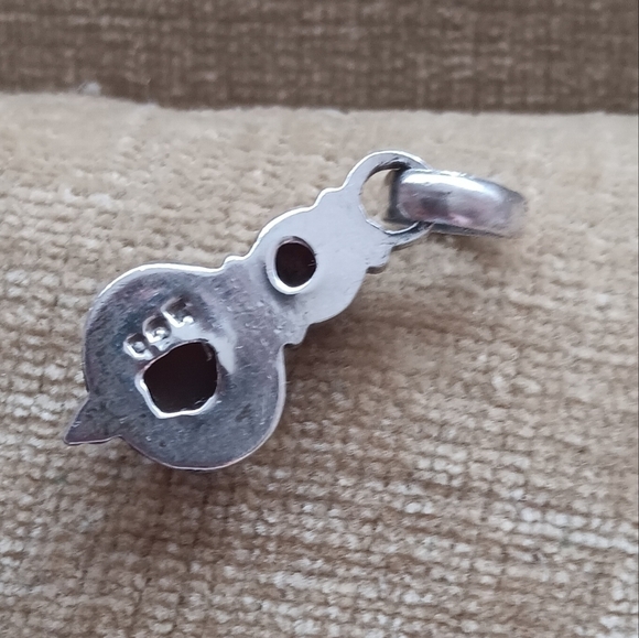 925 Sterling Silver Deep Red Stone or Glass Pendant - Picture 9 of 10